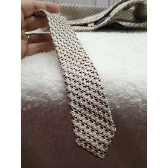 Studio Milan Men's Luxury Tie 100% Silk Handmade Gold Multicolored Classic EUC - Picture 6 of 14